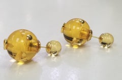 Christian Dior Orecchini a perno Tribales Ambra Miele Oro Logo Firma Menta