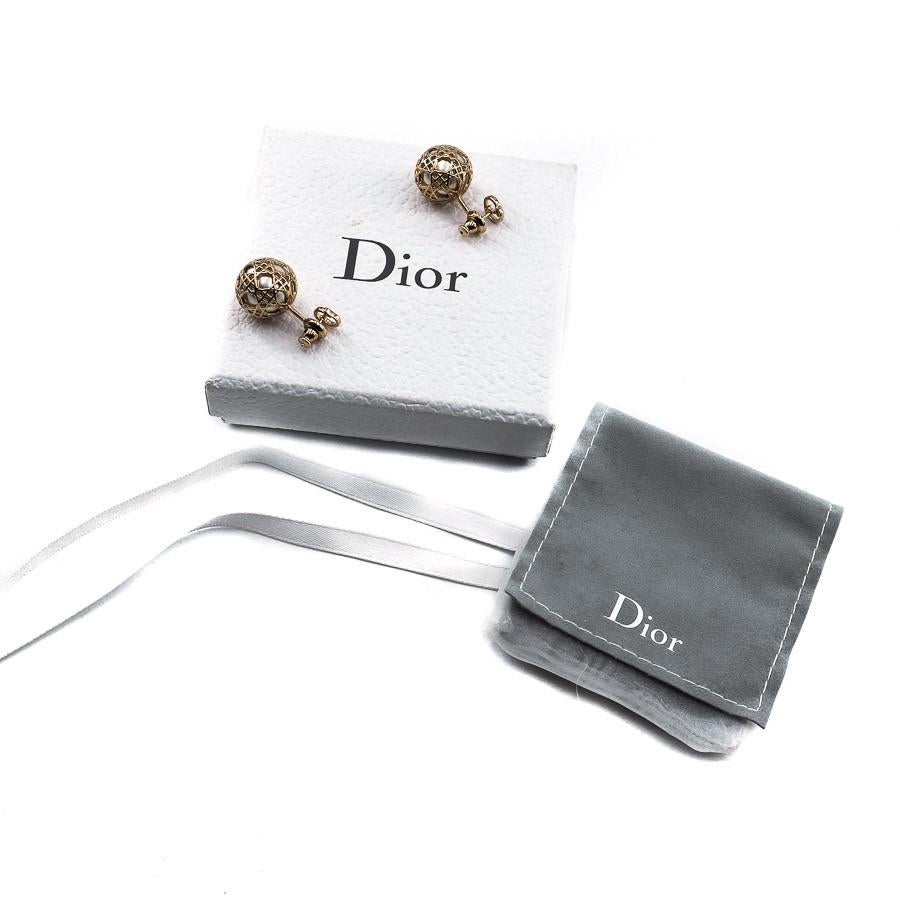 dior tribales earrings gold-finish metal with white resin pearls and white crystals