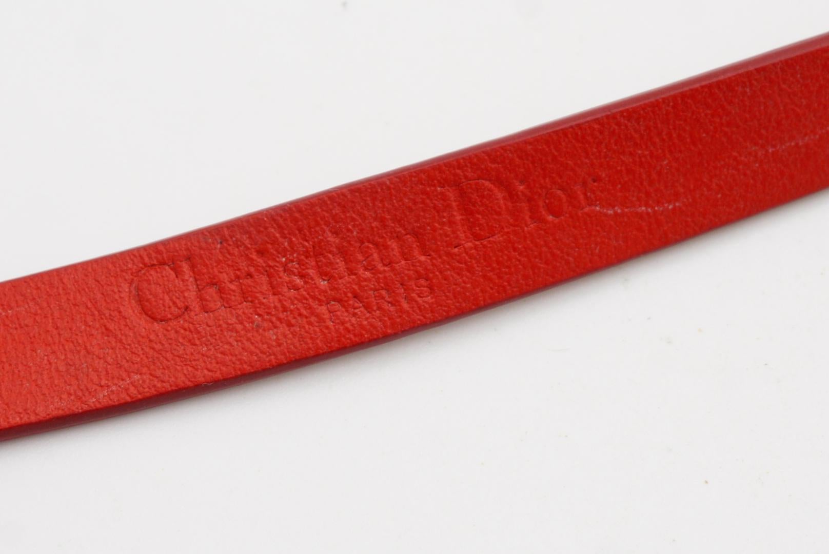Christian Dior Tribales Weiß Perlen Rotes Leder Double Wrap-Armband Choker M im Angebot 12