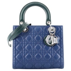 Christian Dior Tricolor Lady Dior Bag Cannage Quilt Grained Lambskin Medium
