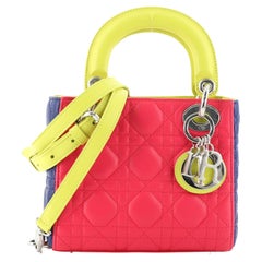 Christian Dior Tricolor Lady Dior Bag Cannage Quilt Grained Lambskin Mini