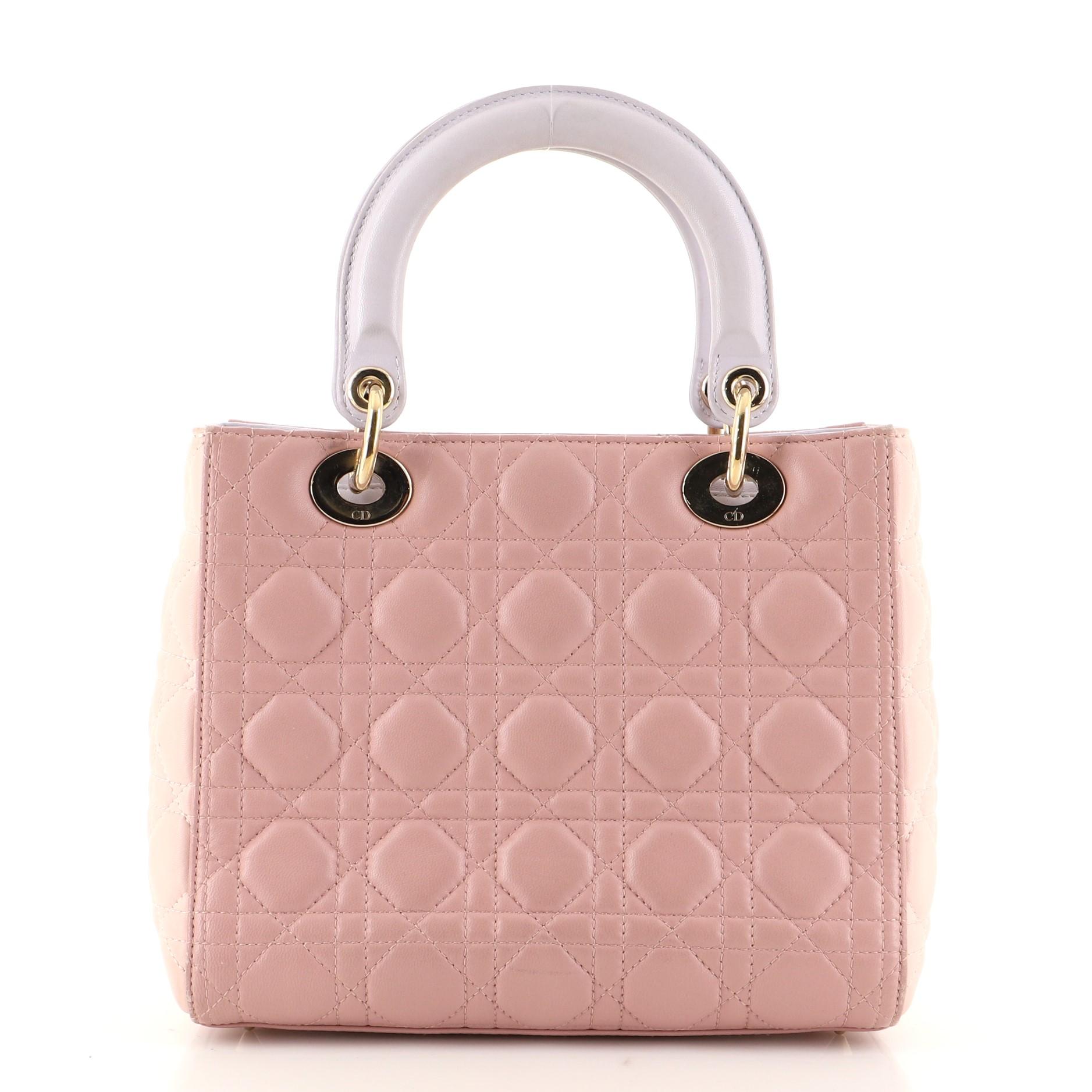 Christian Dior Tricolor Lady Dior Tasche Cannage Gestepptes Leder Medium (Beige)