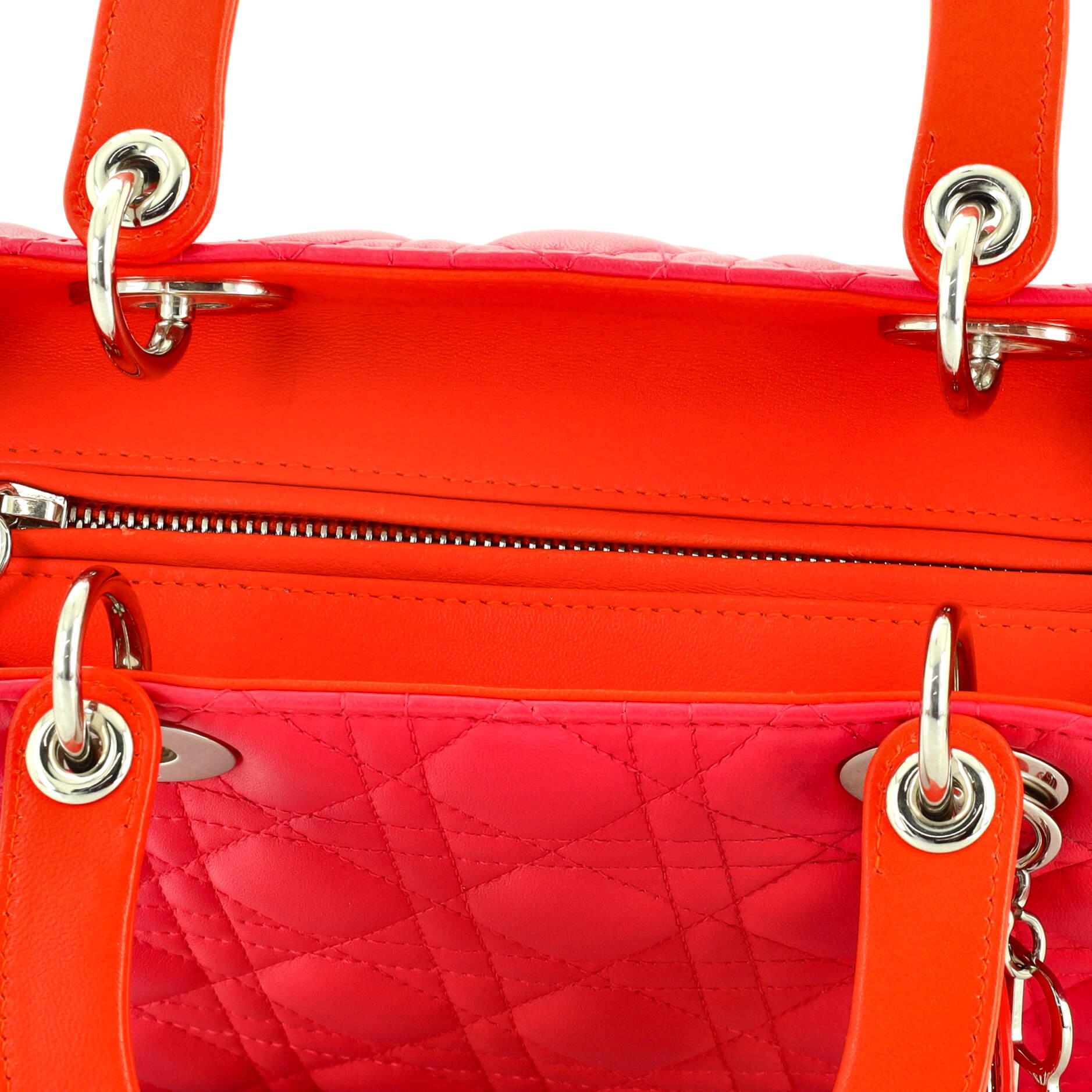 Christian Dior Tricolor Lady Dior Bag Cannage Quilt Leather Medium 1