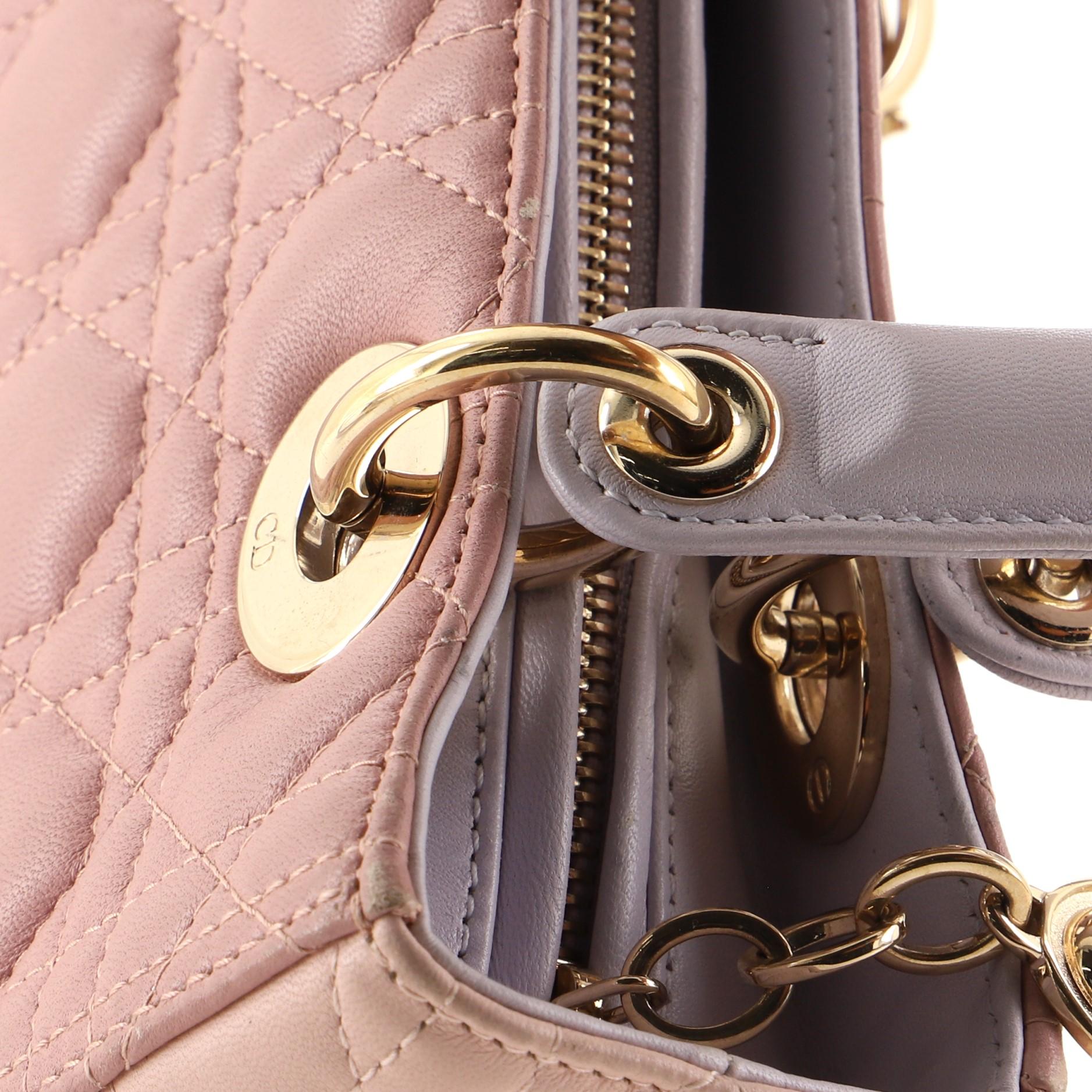 Christian Dior Tricolor Lady Dior Tasche Cannage Gestepptes Leder Medium 3
