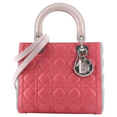 Christian Dior Tricolor Lady Dior Bag Cannage Quilt Leather Medium