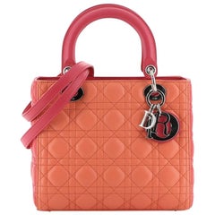 Christian Dior Tricolor Lady Dior Bag Cannage Quilt Leather Medium