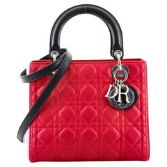 Christian Dior Tricolor Lady Dior Bag Cannage Quilt Leather Medium