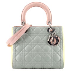 Christian Dior Tricolor Lady Dior Bag Cannage Quilt Leather Medium