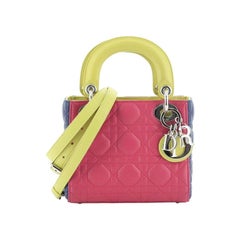Christian Dior Tricolor Lady Dior Bag Cannage Quilt Leather Mini