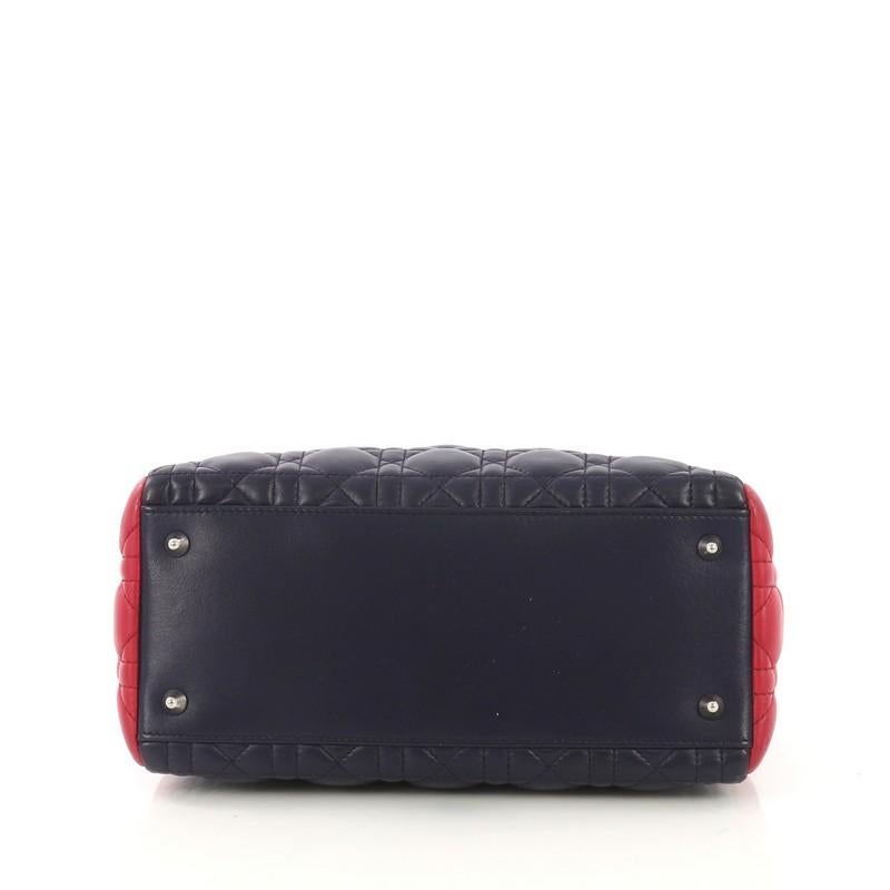 Christian Dior Tricolor Lady Dior Handbag Cannage Quilt Leather Medium In Good Condition In NY, NY