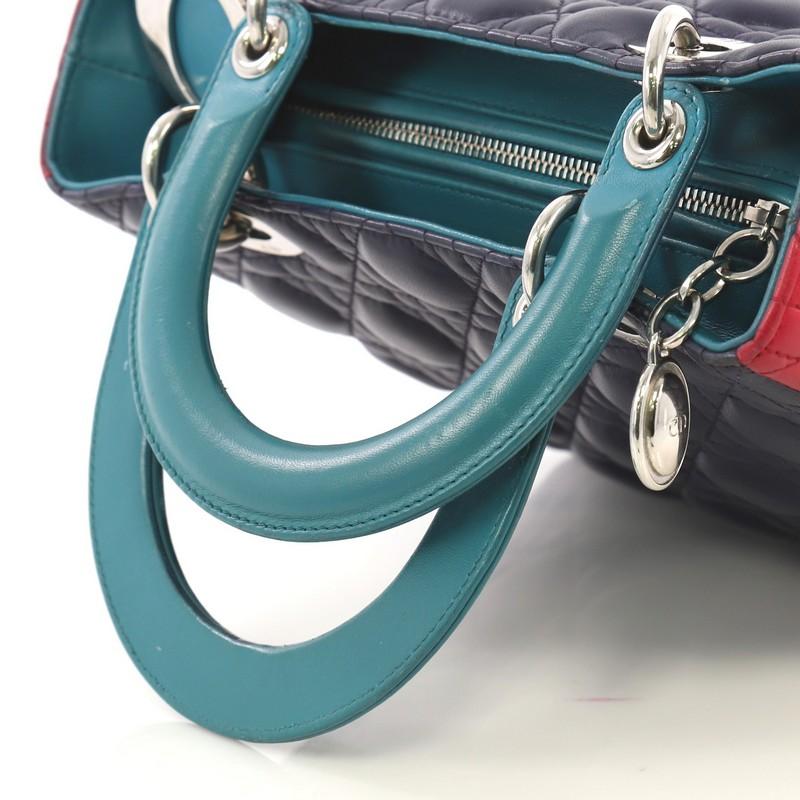 Christian Dior Tricolor Lady Dior Handbag Cannage Quilt Leather Medium 2