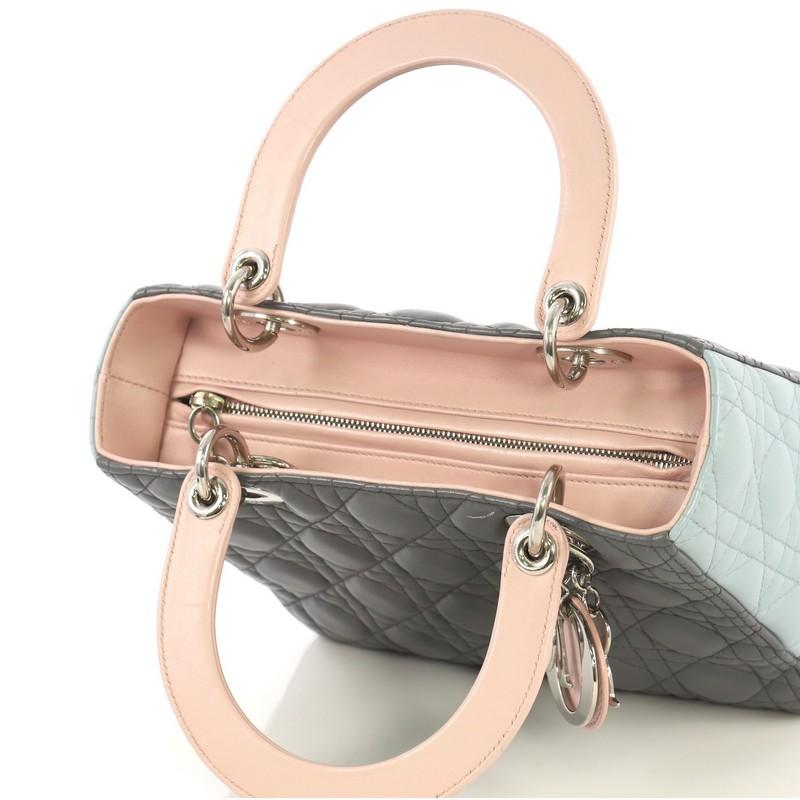Christian Dior Tricolor Lady Dior Handbag Cannage Quilt Leather Medium 2