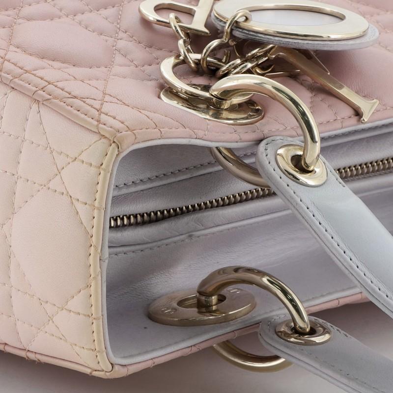 Christian Dior Tricolor Lady Dior Handbag Cannage Quilt Leather Medium 3