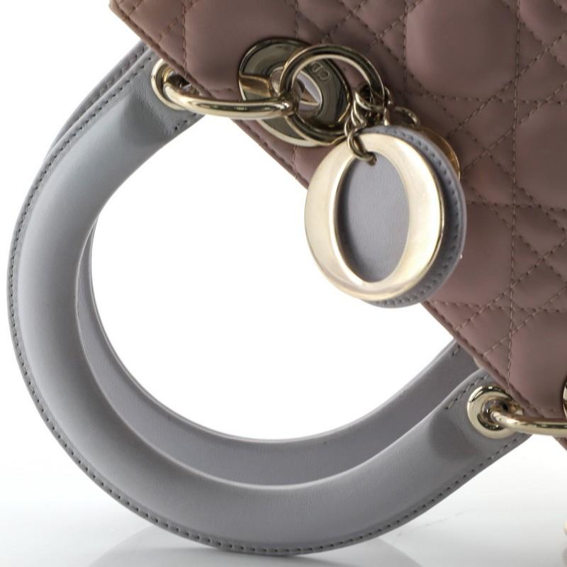 Christian Dior Tricolor Lady Dior Handbag Cannage Quilt Leather Medium 4