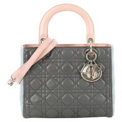 Christian Dior Tricolor Lady Dior Handbag Cannage Quilt Leather Medium