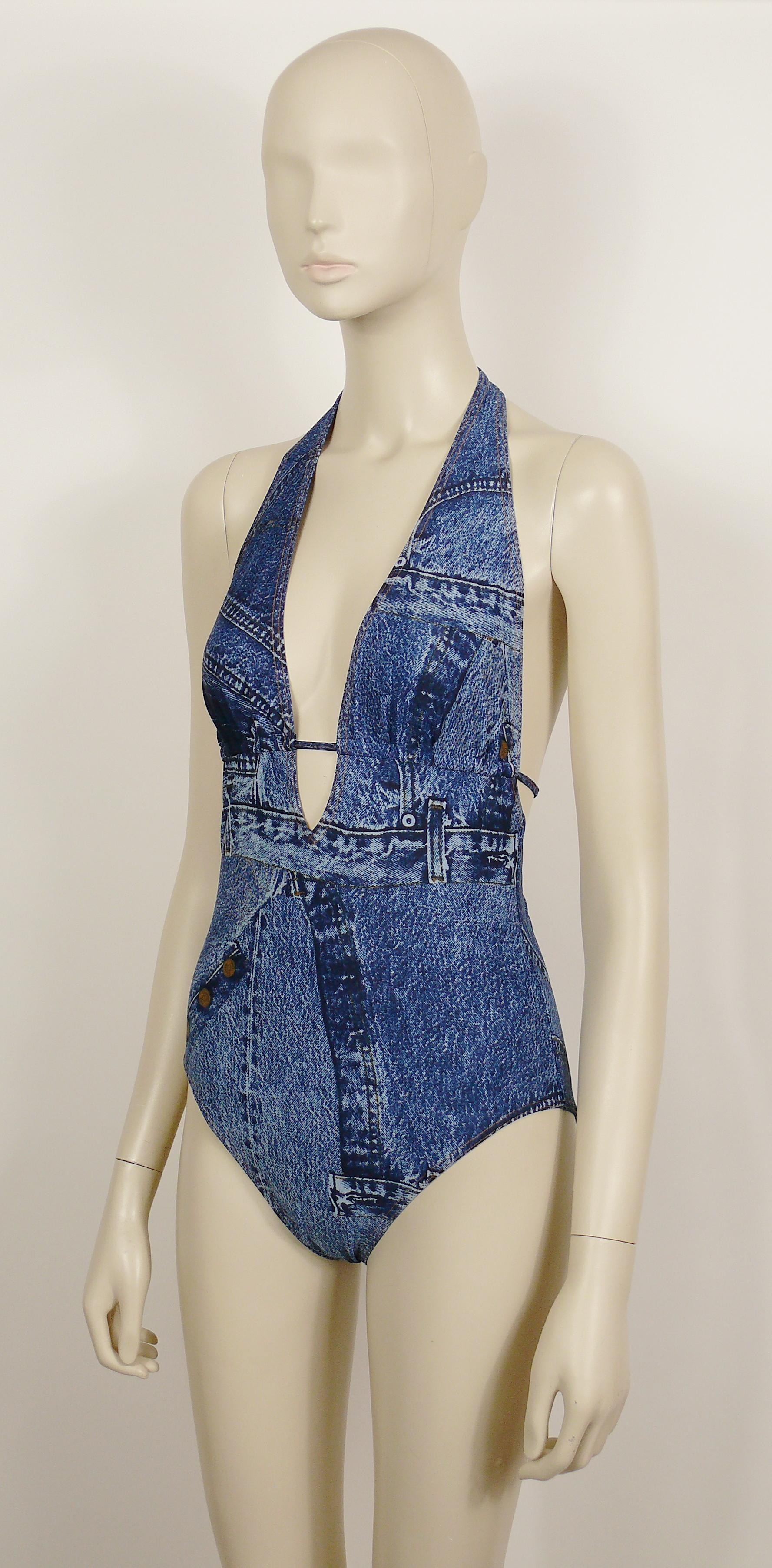 denim one piece swimsuit