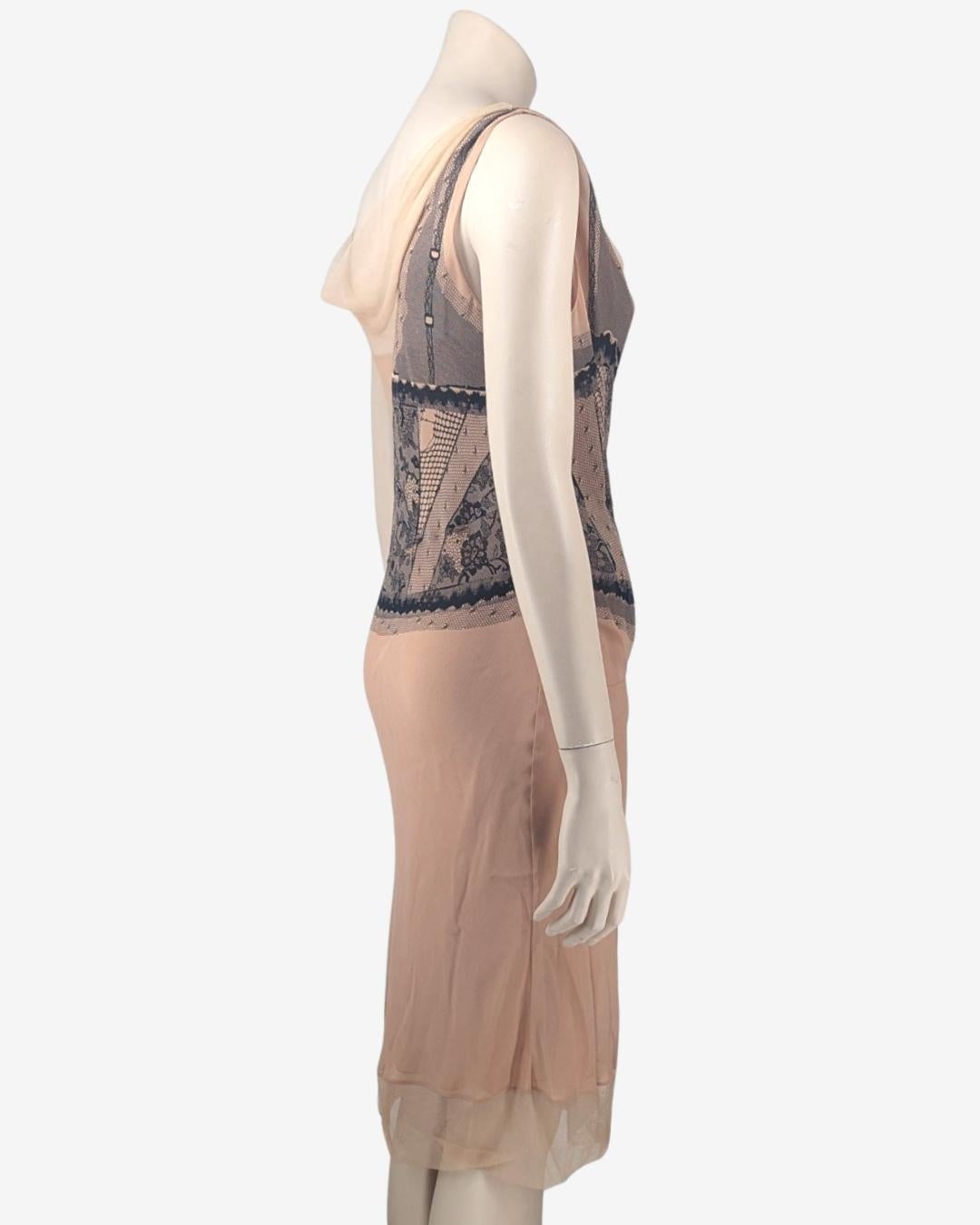 Christian Dior Trompe-l'oeil Print Silk Dress Spring 2006 Runway In Good Condition In GOUVIEUX, FR