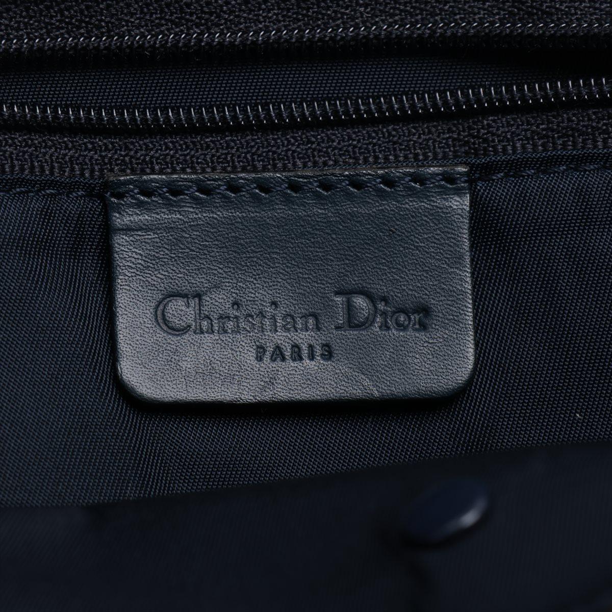 Christian Dior Trotter Canvas Leather Boston Bag Navy Blue For Sale 8