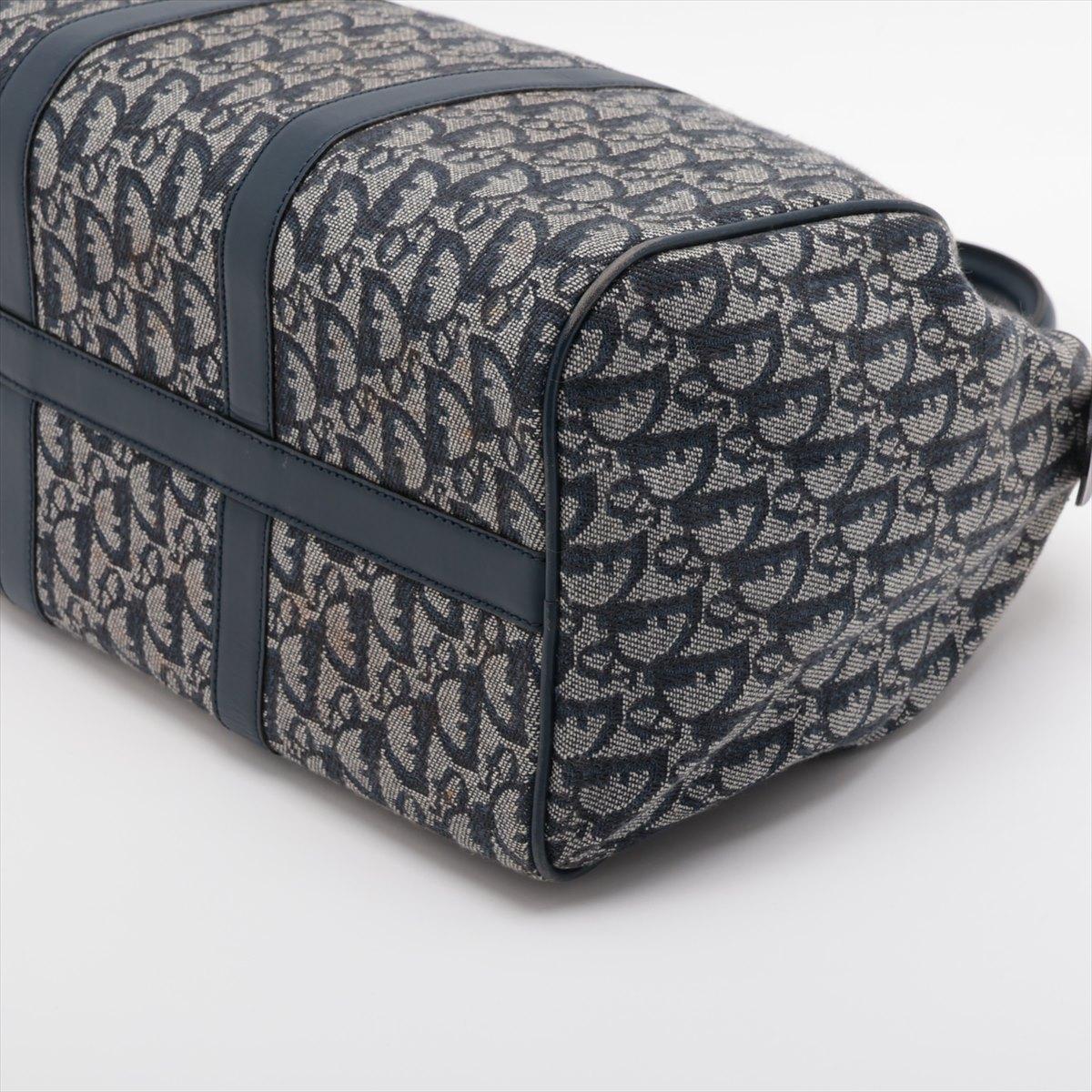Christian Dior Trotter Boston Tasche aus Segeltuchleder in Marineblau aus Segeltuch Damen im Angebot