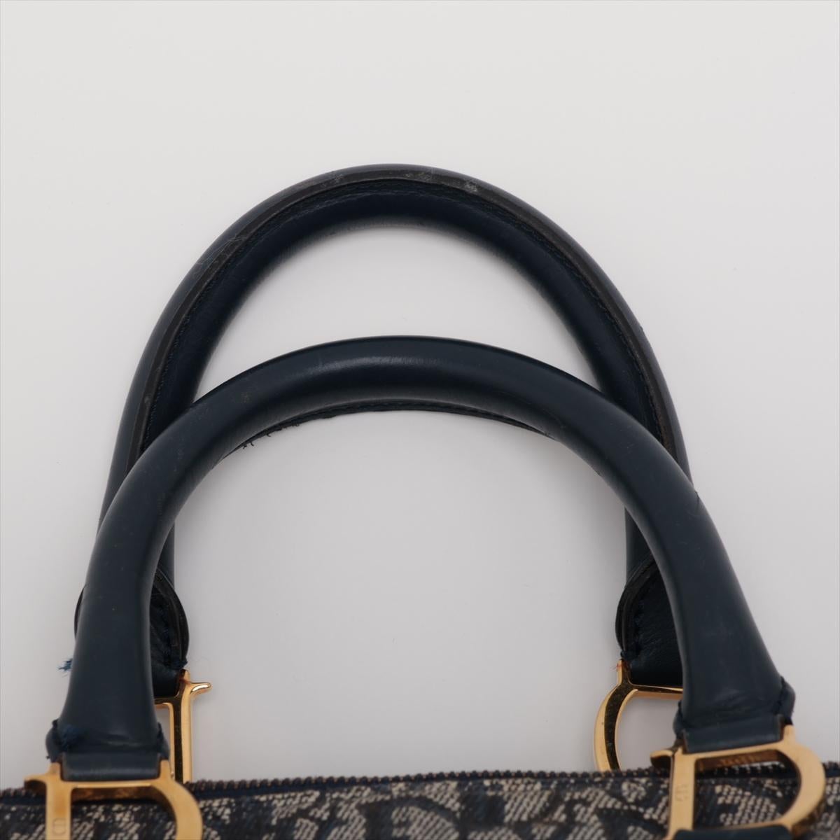 Christian Dior Trotter Boston Tasche aus Segeltuchleder in Marineblau aus Segeltuch im Angebot 3