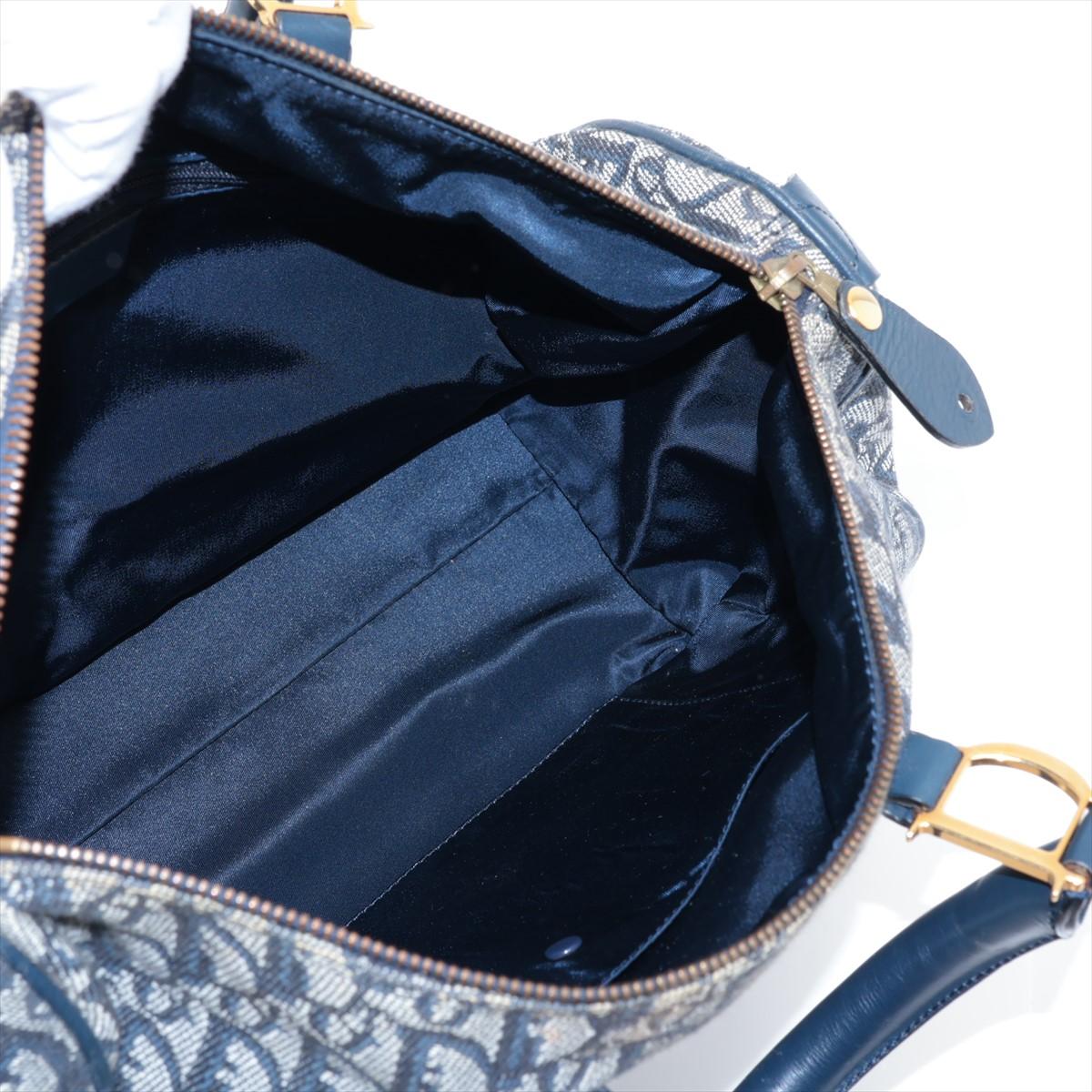 Christian Dior Trotter Boston Tasche aus Segeltuchleder in Marineblau aus Segeltuch im Angebot 4