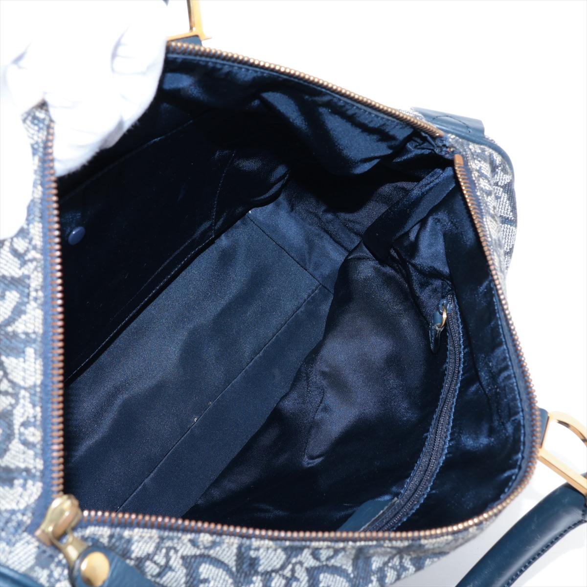 Christian Dior Trotter Boston Tasche aus Segeltuchleder in Marineblau aus Segeltuch im Angebot 5