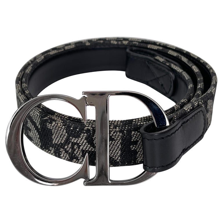 Christian Dior Trotter Pattern Black Leather Belt (Size 80/32) For Sale ...