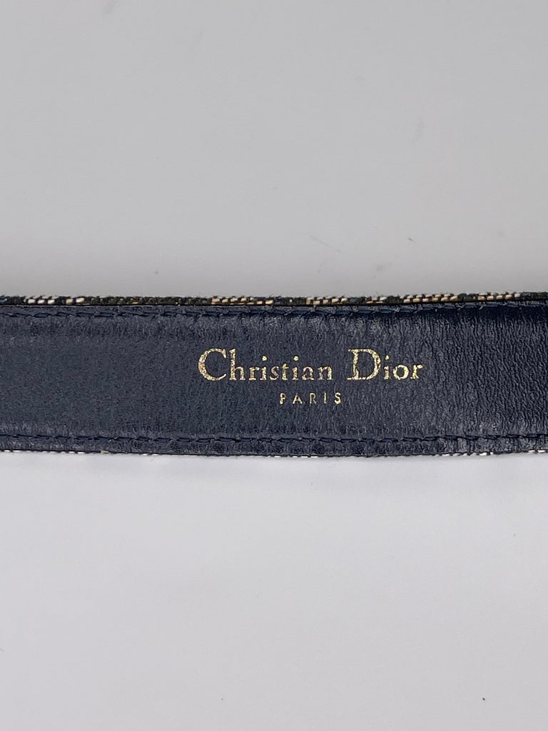 Christian Dior Trotter Pattern Navy Leather Belt (Size 75/30  display picture 3
