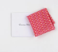 CHRISTIAN DIOR “Trotter” Pink & Orange Diorissimo Silk Chiffon Scarf w/ Envelope