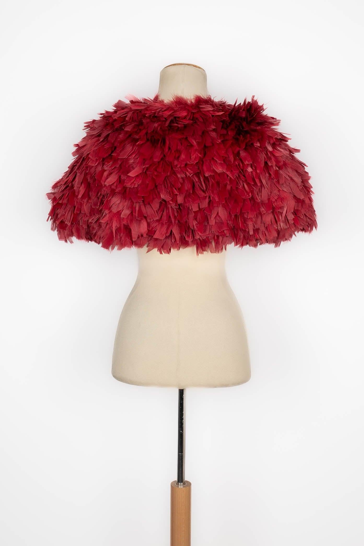 Red Christian Dior Turkey Feather Bolero