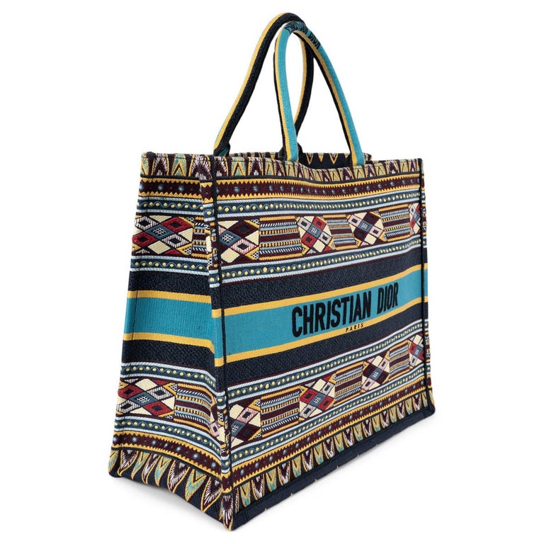 Borsa CHRISTIAN DIOR in tela turchese 2019 LARGE BOOK TOTE in