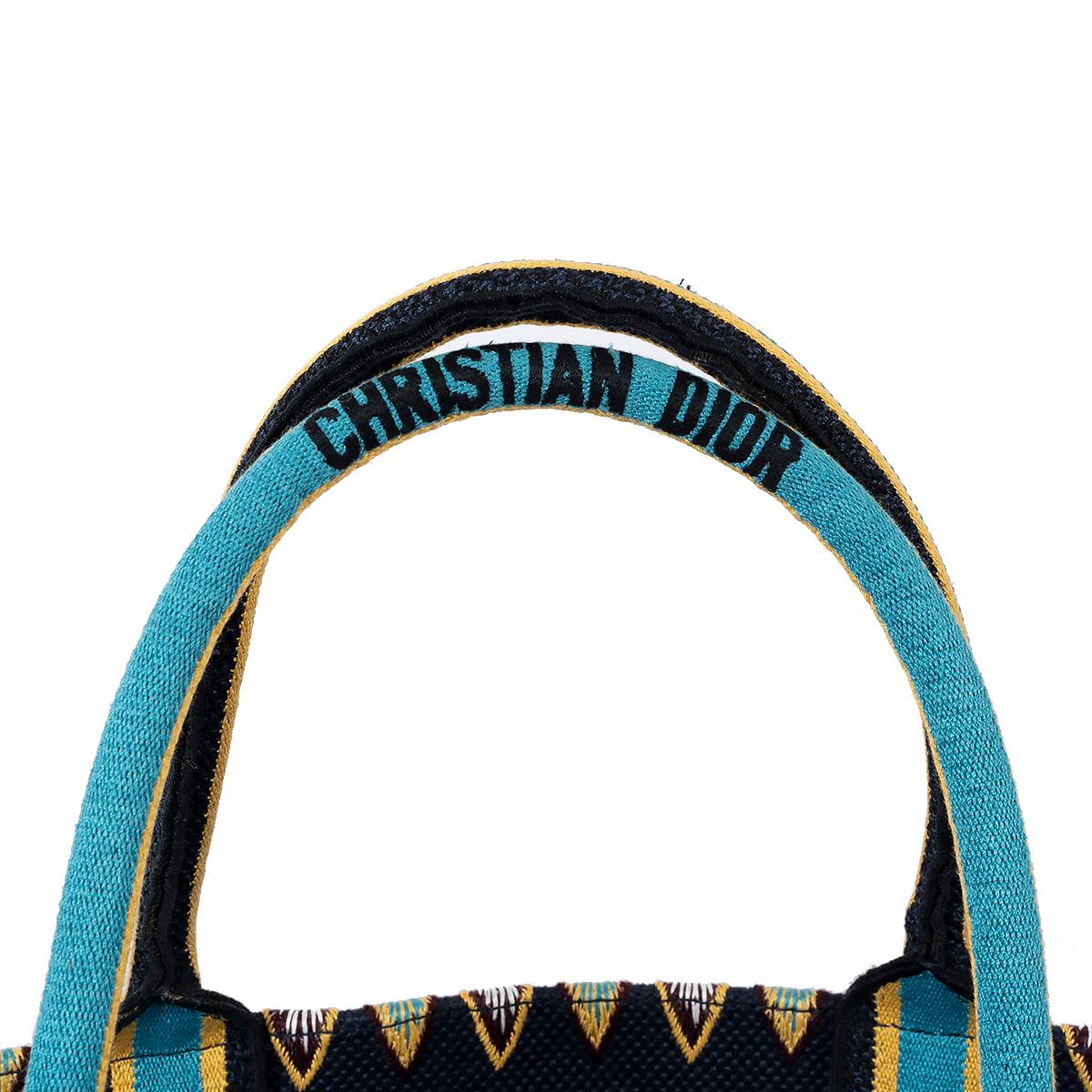 CHRISTIAN DIOR turquoise canvas 2019 LARGE BOOK TOTE Bag For Sale 4