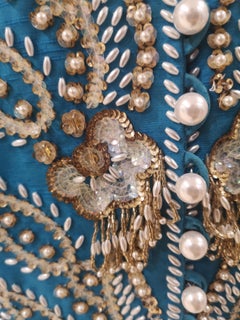 Christian Dior turquoise pearls beads sequins jacket