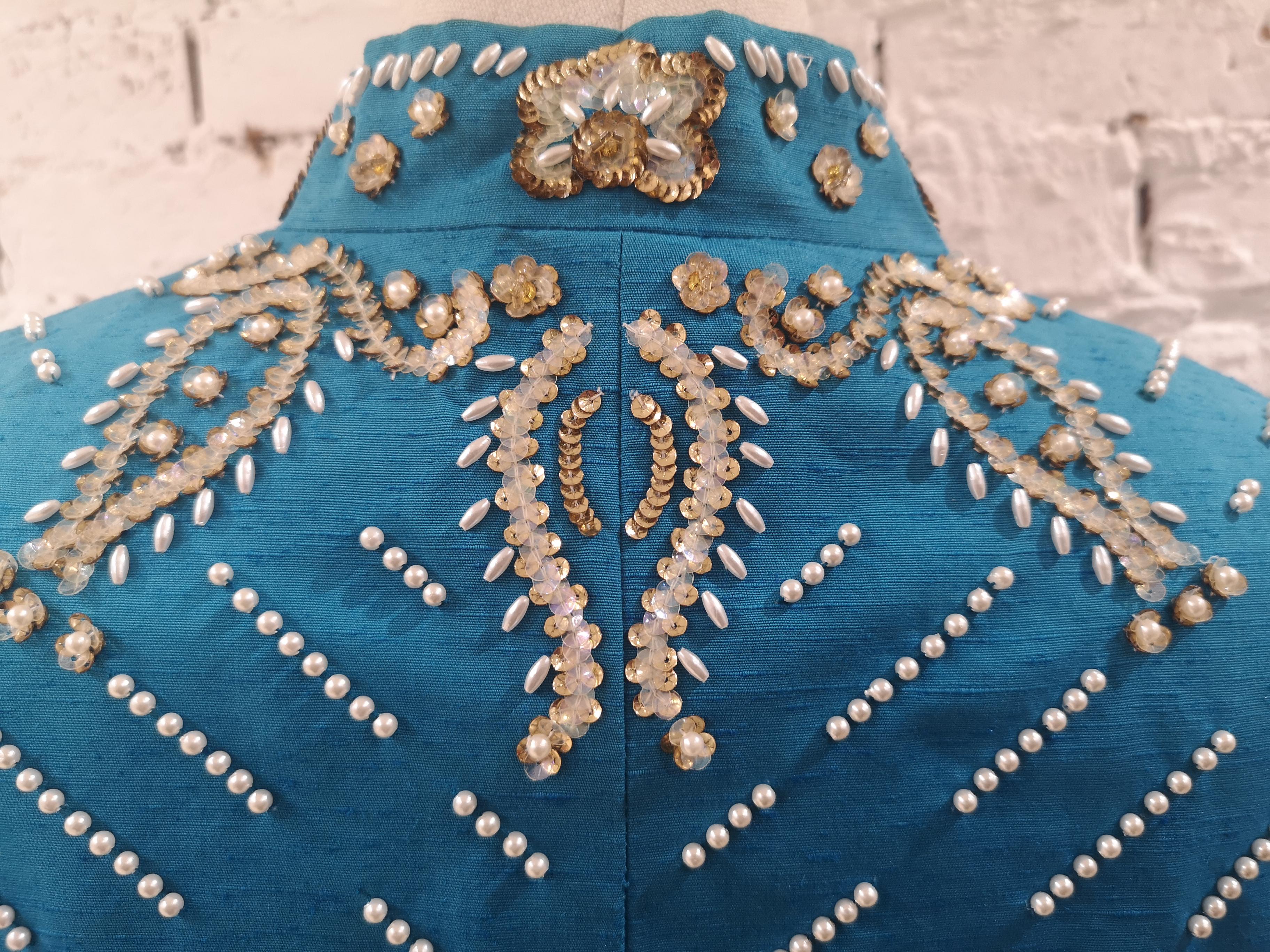 Christian Dior turquoise pearls beads sequins jacket 4