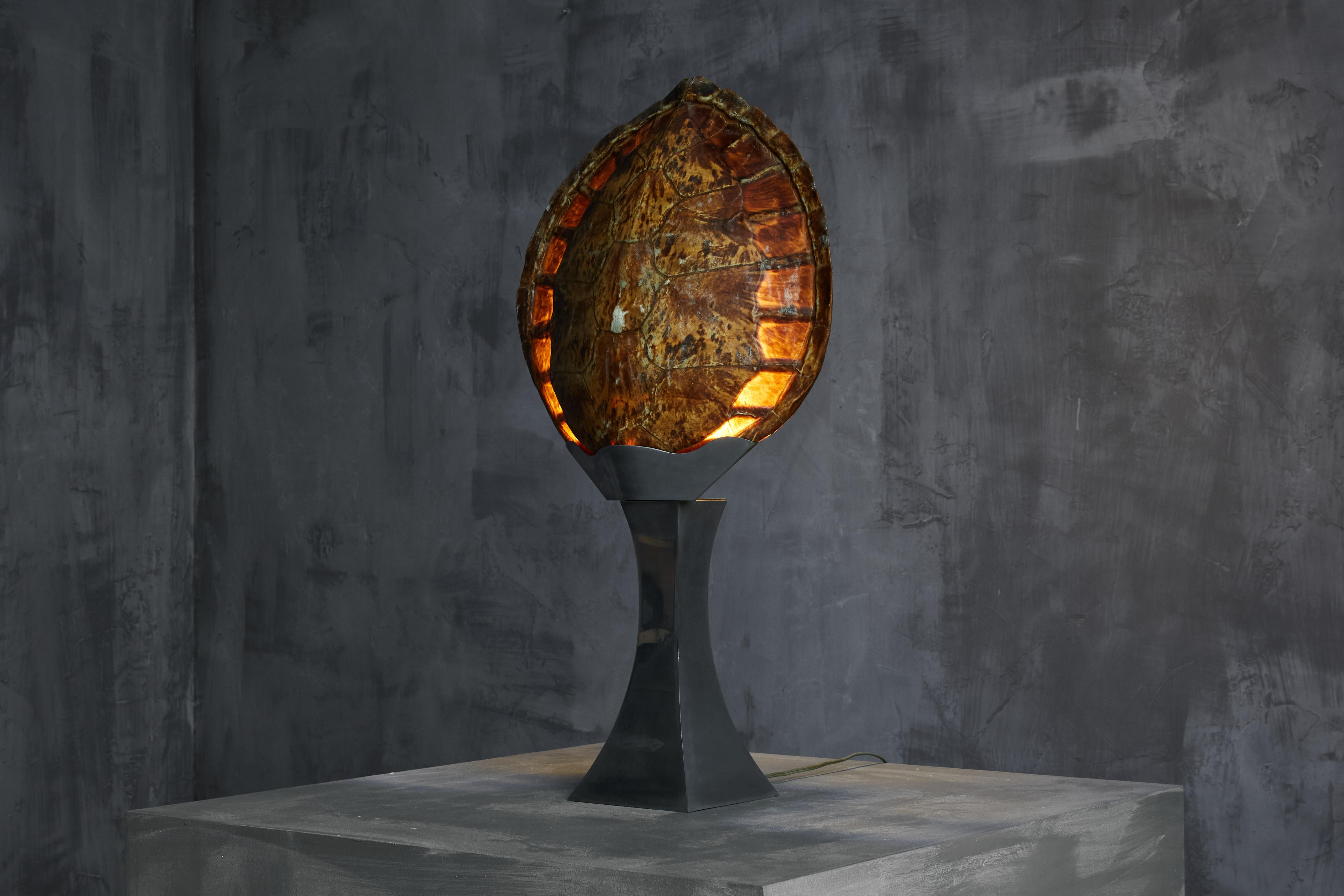 Christian Dior Schildkrötenpanzer-Tischlampe, Frankreich, 1970er Jahre (Französisch) im Angebot