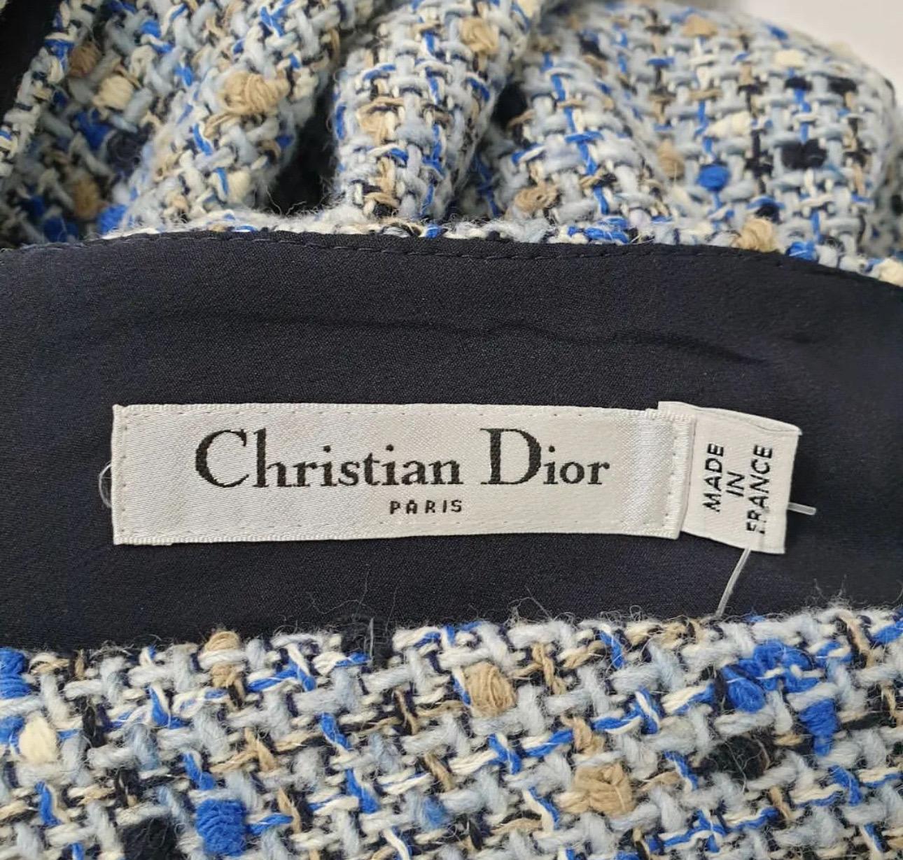Gray CHRISTIAN DIOR Tweed Flare Dress