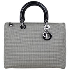 Retro Christian Dior Tweed Large Lady Dior Bag