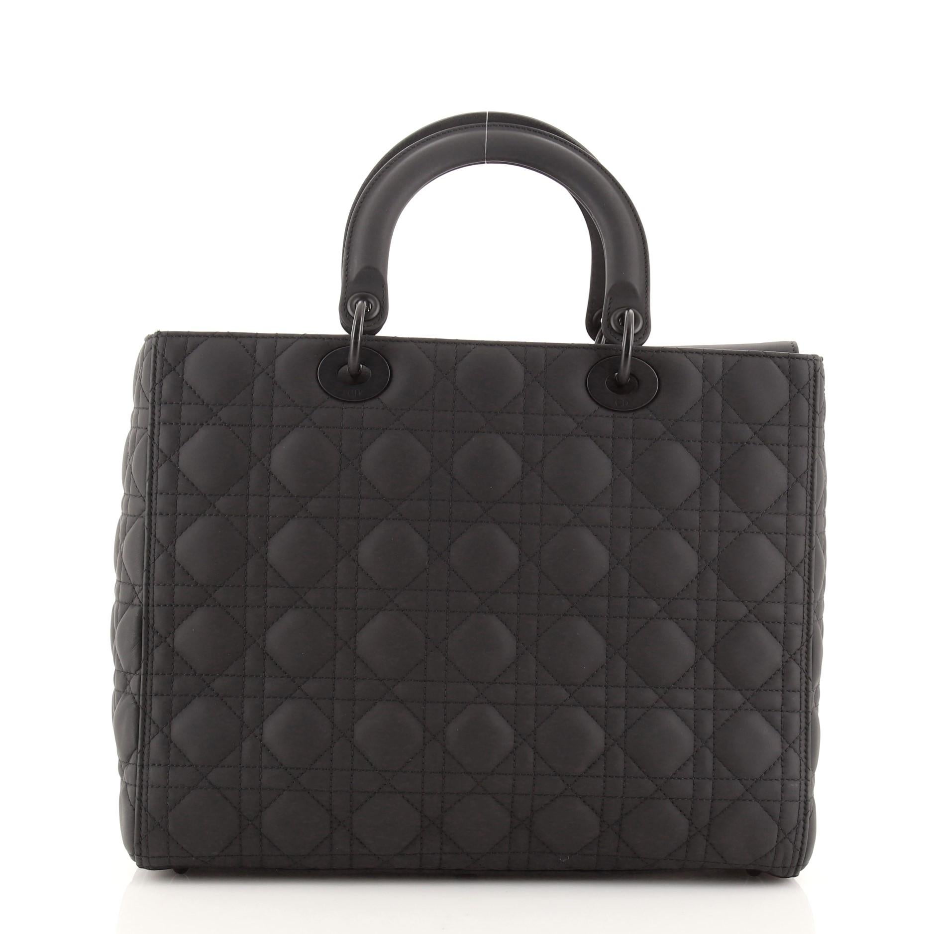 Christian Dior Ultra Matte Lady Dior Bag Cannage Quilt Calfskin Large In Good Condition In NY, NY
