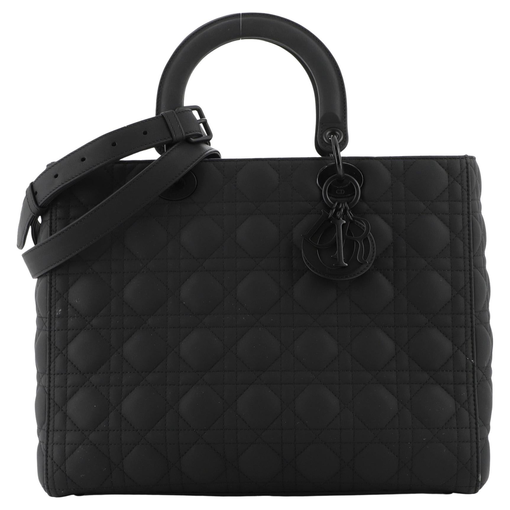 Christian Dior Ultra Matte Lady Dior Bag Cannage Quilt Calfskin Large