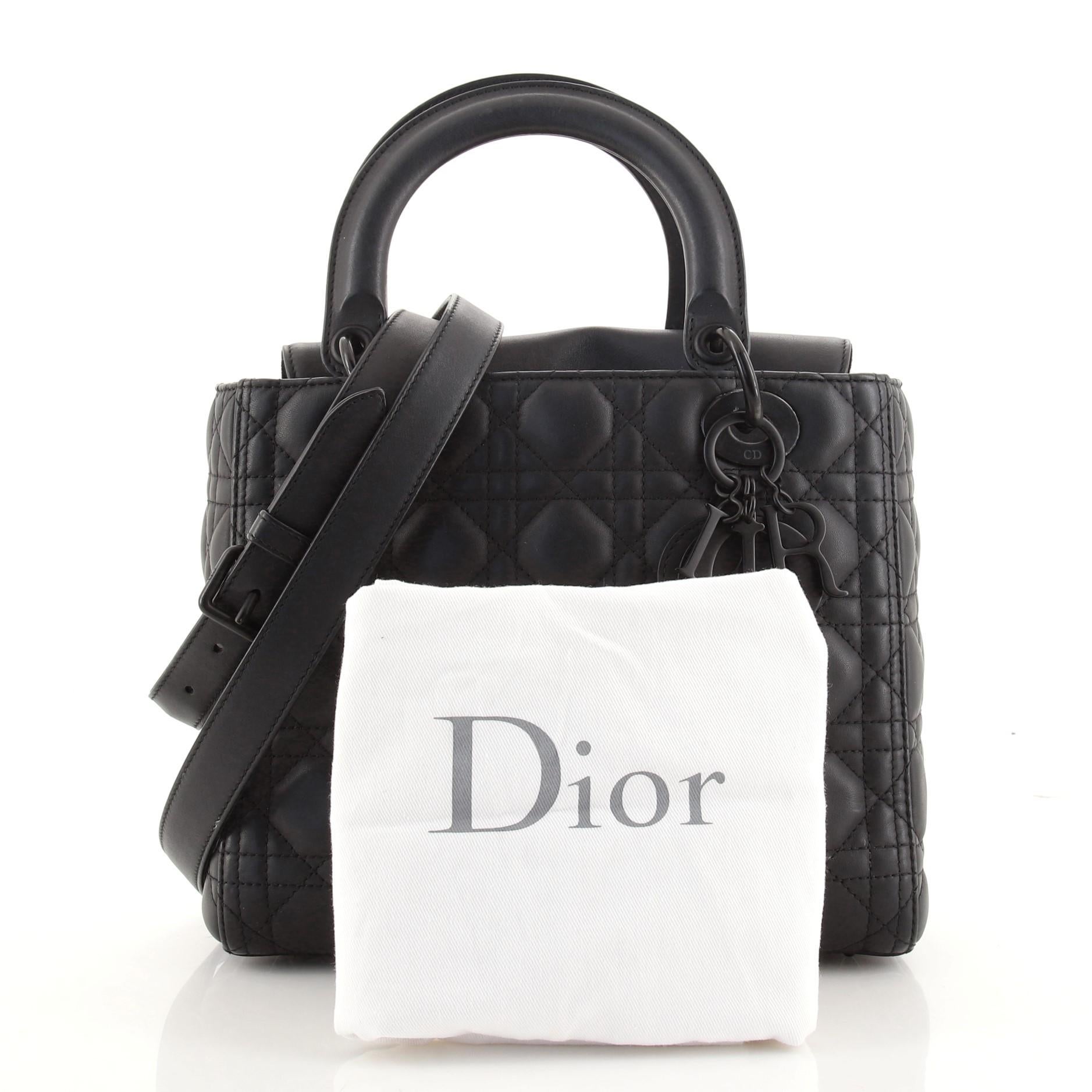 Mini Lady Dior Bag Black Ultramatte Cannage Calfskin  DIOR AU
