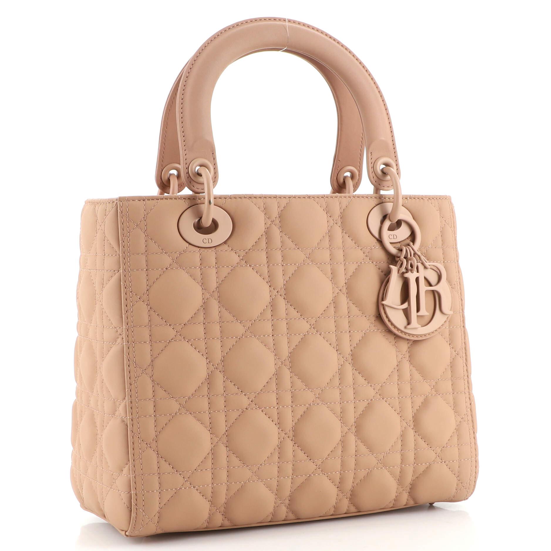Christian Dior Ultra Matte Lady Dior Bag Cannage Quilt Calfskin Medium In Good Condition In NY, NY