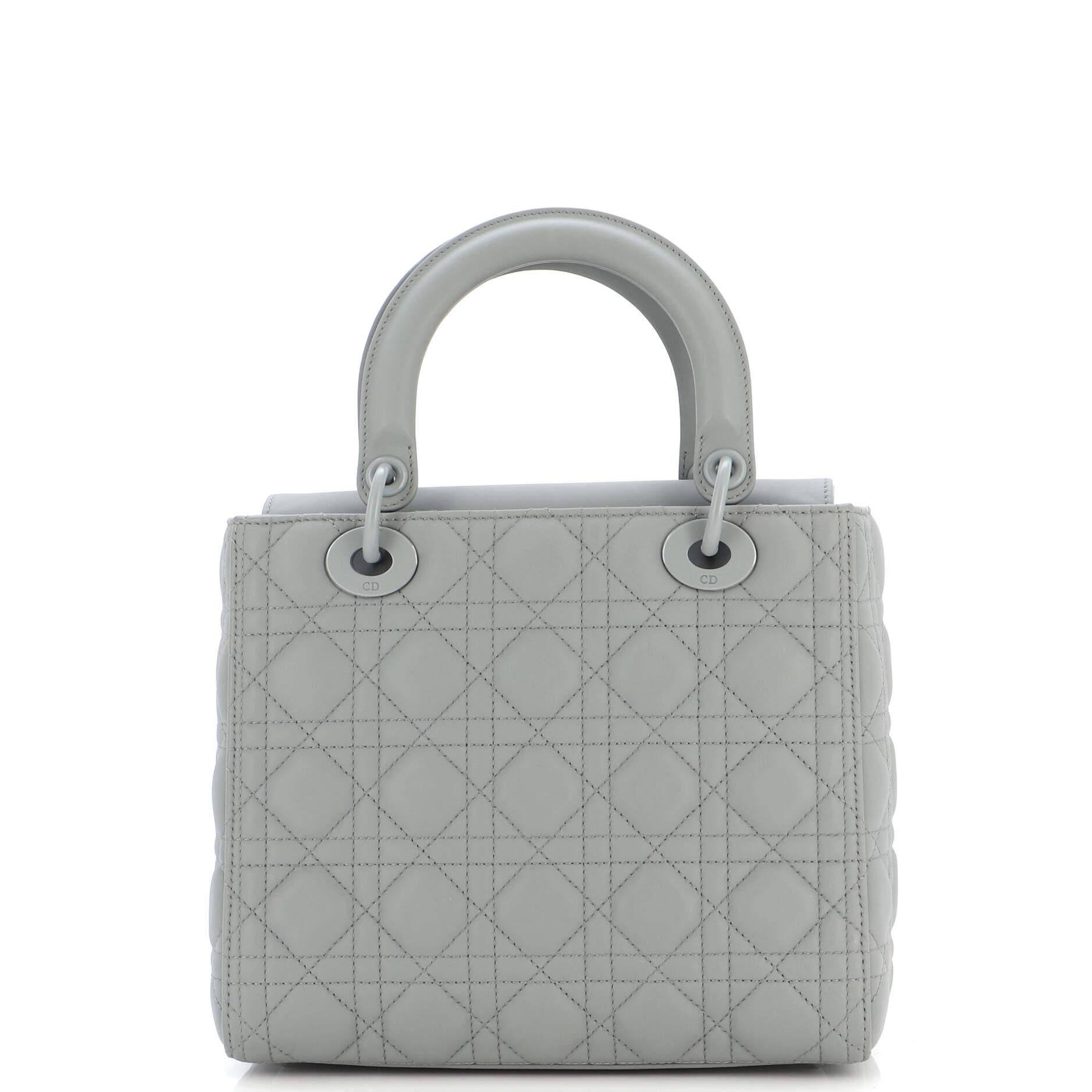 Christian Dior Ultra Matte Lady Dior Bag Cannage Quilt Calfskin Medium In Good Condition In NY, NY