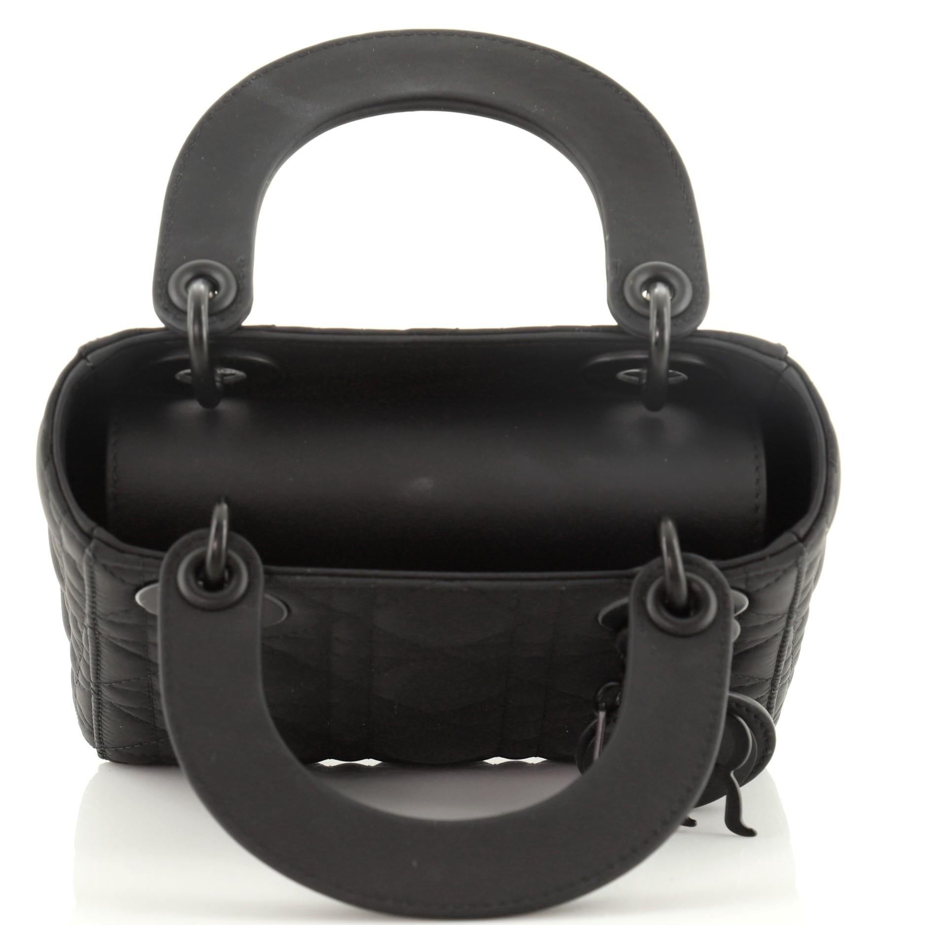 mini lady dior bag black ultramatte cannage calfskin