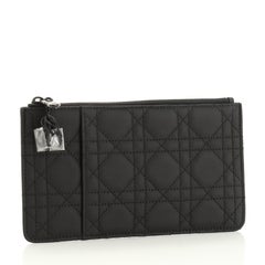 Christian Dior Ultra Matte Lady Dior Zip Card Holder Cannage Quilt Calfskin
