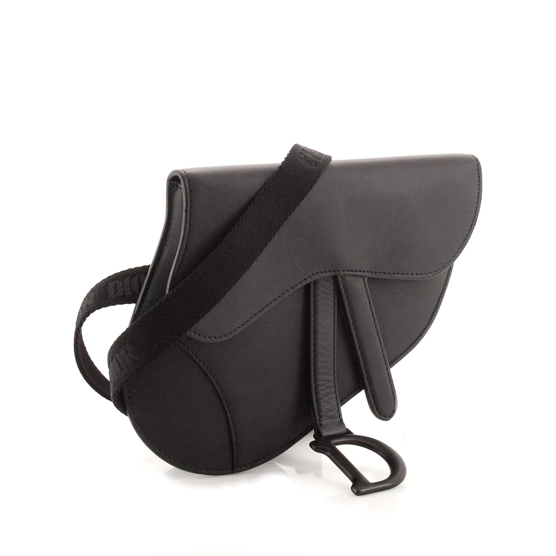 black matte dior saddle bag