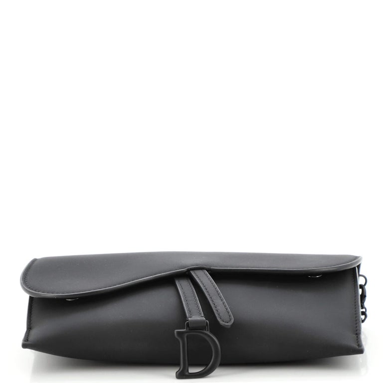 Christian Dior Black Ultramatte Saddle Wallet on Chain