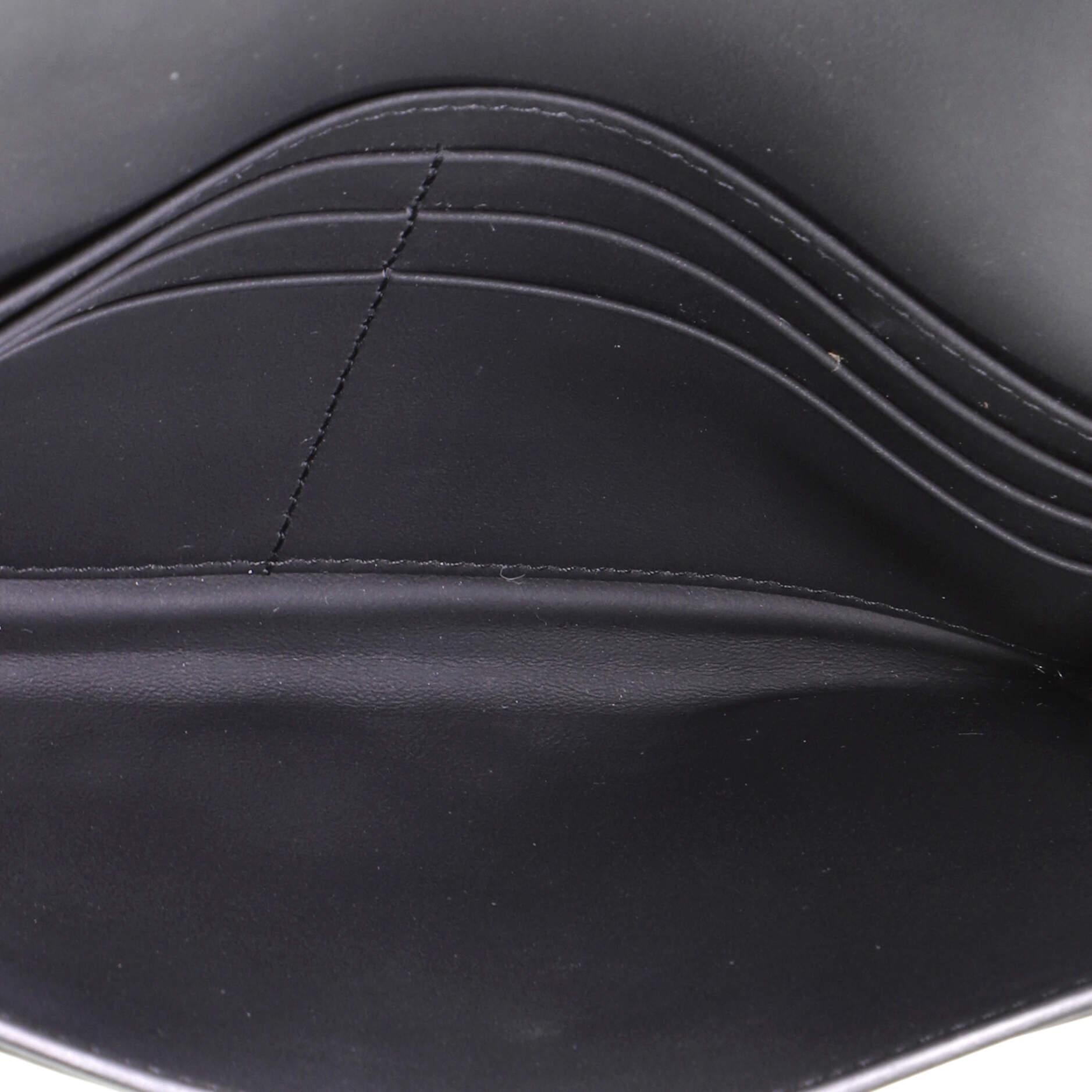 Black Christian Dior Ultra Matte Saddle Chain Wallet Leather
