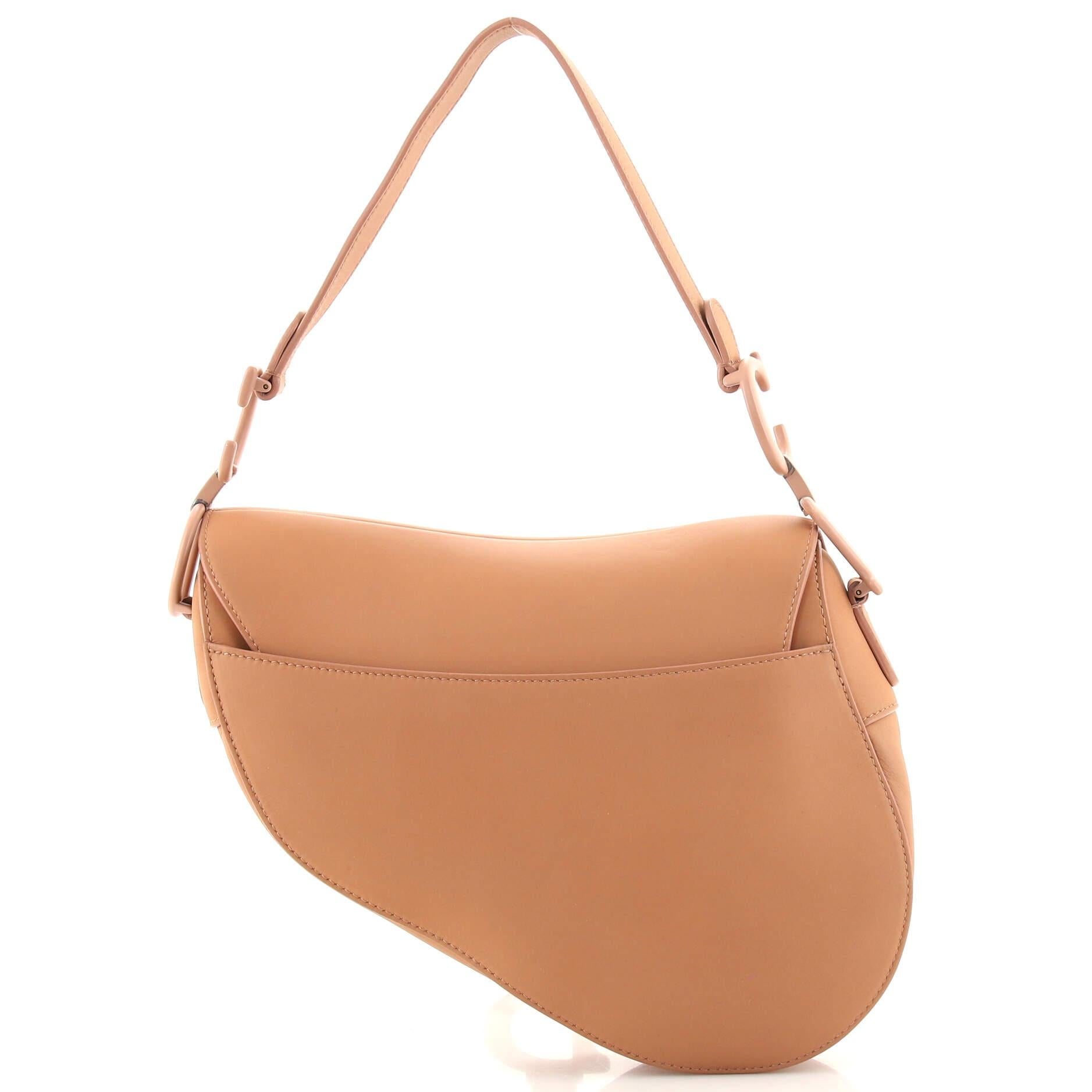 Orange Christian Dior Ultra Matte Saddle Handbag Leather Medium