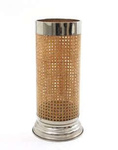 Christian Dior Umbrella Stand in Rattan Lucite & Chrome, France 1970s