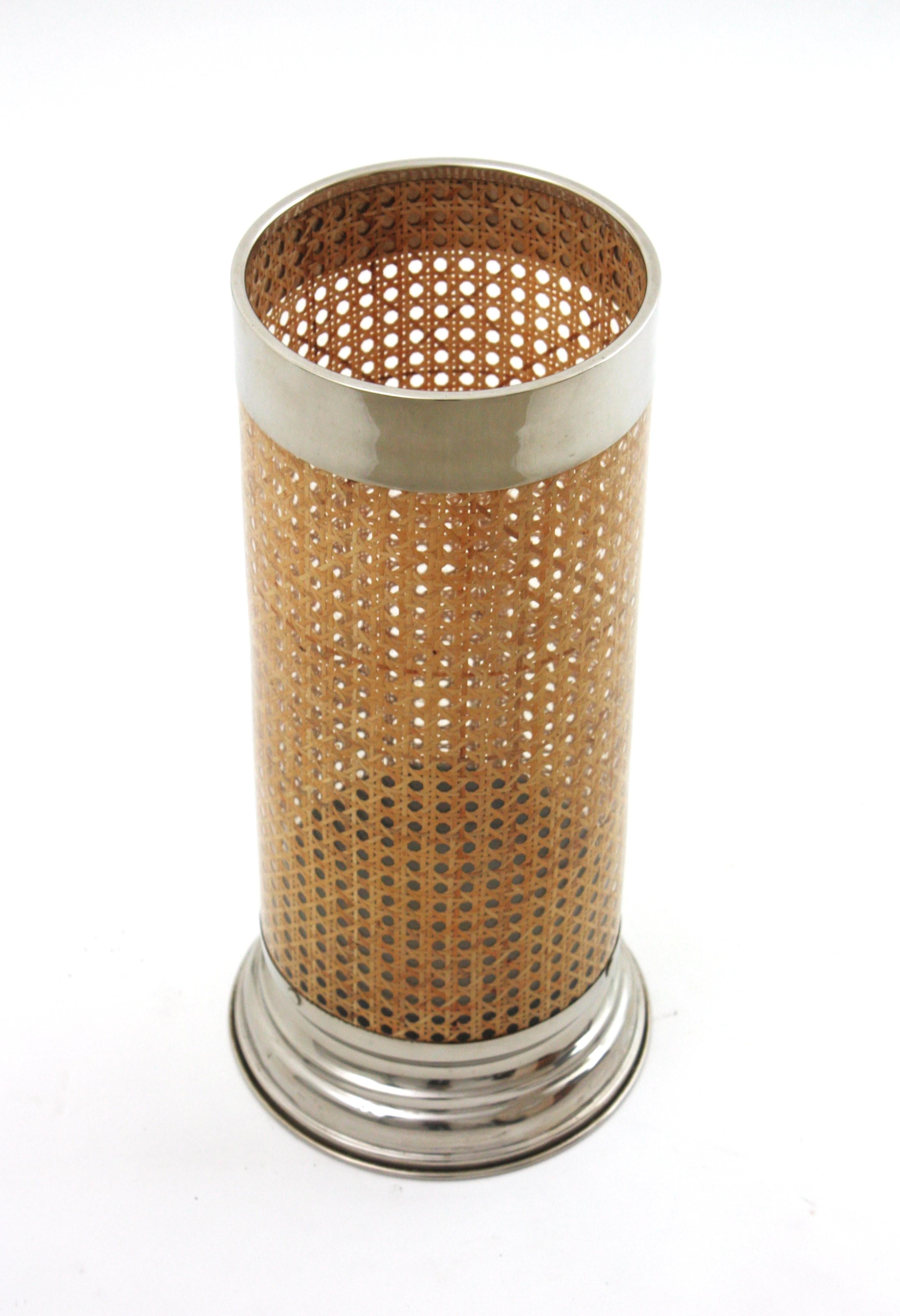 XX secolo Portaombrelli Christian Dior in lucite di rattan e cromo, Francia, anni '70 in vendita